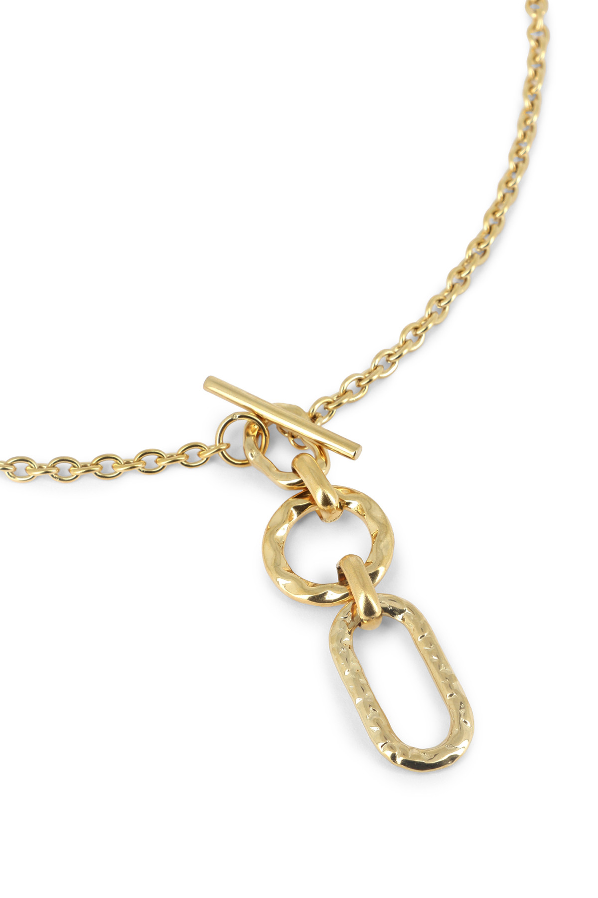 Collier chaîne, fermoir T, rond & ovale martelés | Marceau & Inès