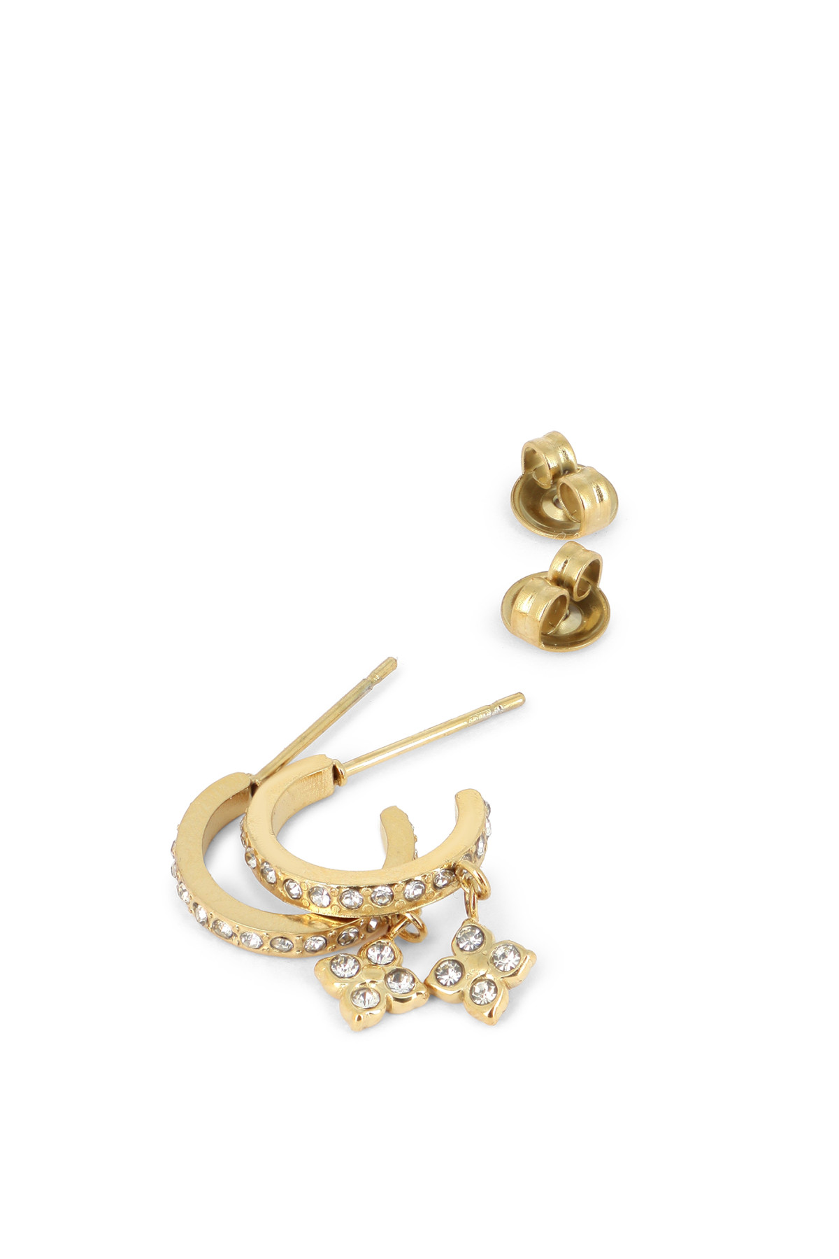 Boucles D'oreilles Créoles Vintage Années 70 En Métal Doré - Occasion, Pendantes Larges, Fermoir Brisure